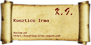 Kosztics Irma névjegykártya